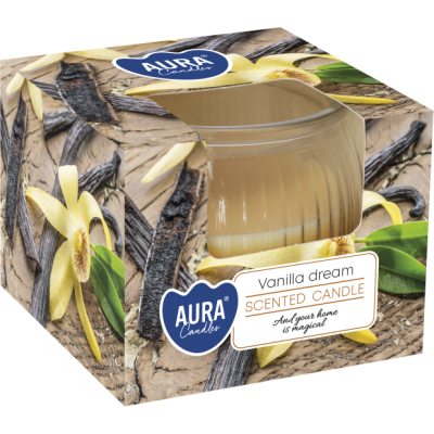 Bispol Aura sn69-349 WANILIOWE MARZENIE świeca zapachowa w karbowanym szkle - 18h
