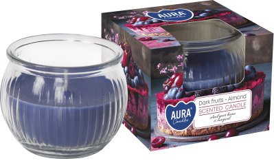 Bispol Aura sn69-373 CIEMNE OWOCE - MIGDAŁ świeca zapachowa w karbowanym szkle - 18h