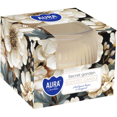 Bispol Aura sn69-365 TAJEMNICZY OGRÓD świeca zapachowa w karbowanym szkle - 18h