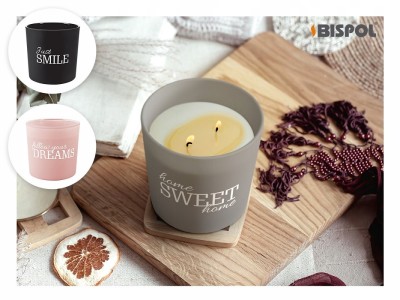 Bispol sn100m-316 HOME SWEET HOME świeca zapachowa w matowym szkle z dwoma knotami
