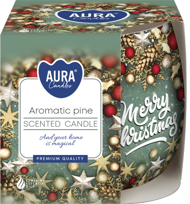 Bispol Aura sn71s-63 PACHNĄCA SOSNA świeca zapachowa w szkle z wzorem - 20h