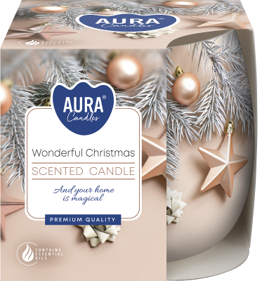 Bispol Aura sn71s-52 WSPANIAŁE ŚWIĘTA świeca zapachowa w szkle z wzorem - 20h