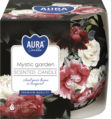 Bispol Aura sn71s-50 MISTYCZNY OGRÓD świeca zapachowa w szkle z wzorem - 20h