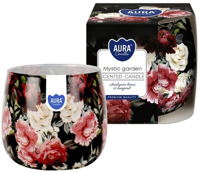 Bispol Aura sn71s-50 MISTYCZNY OGRÓD świeca zapachowa w szkle z wzorem - 20h