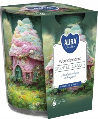 Bispol Aura sn72s-56 BAŚNIOWA KRAINA świeca zapachowa w prostym szkle z wzorem - 22h