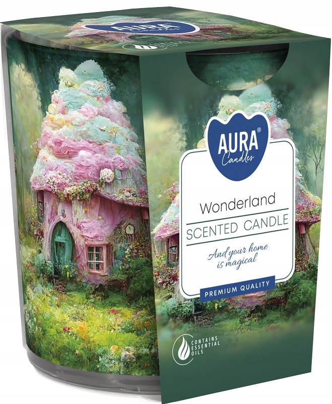 Bispol Aura sn72s-56 BAŚNIOWA KRAINA świeca zapachowa w prostym szkle z wzorem - 22h