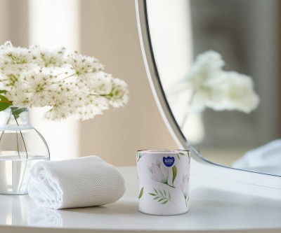 Bispol Aura sn72s-42 BIAŁY ROZKWIT świeca zapachowa w prostym szkle z wzorem - 22h