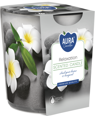 Bispol Aura sn72s-50 RELAXATION świeca zapachowa w prostym szkle z wzorem - 22h