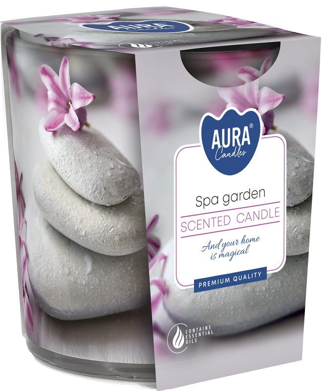 Bispol Aura sn72s-22 OGRÓD SPA świeca zapachowa w prostym szkle z wzorem - 22h