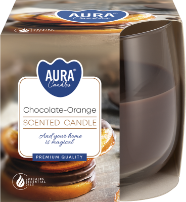 Bispol Aura sn71-340 CZEKOLADA - POMARAŃCZA świeca zapachowa w szkle - 24h