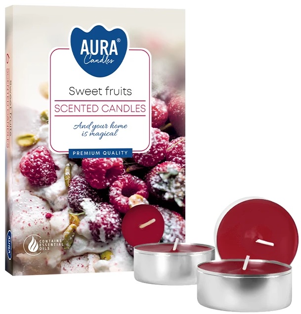 PODGRZEWACZE świeczki zapachowe Bispol p15-379 Aura SŁODKIE OWOCE - 6 sztuk