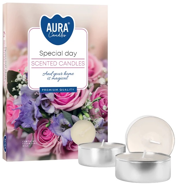 PODGRZEWACZE świeczki zapachowe Bispol p15-288 Aura WYJĄTKOWY DZIEŃ - 6 sztuk