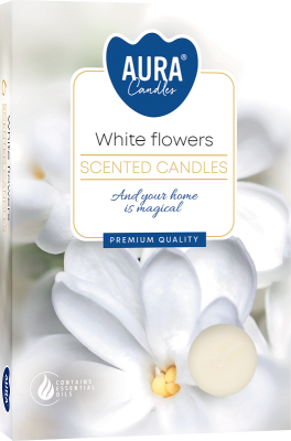 PODGRZEWACZE świeczki zapachowe Bispol p15-179 Aura - BIAŁE KWIATY - 6 szt.