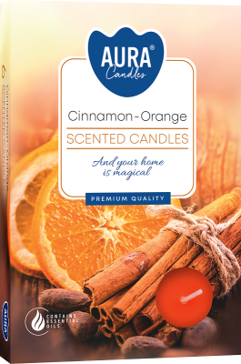PODGRZEWACZE świeczki zapachowe Bispol p15-159 Aura CYNAMON - POMARAŃCZA 6 sztuk