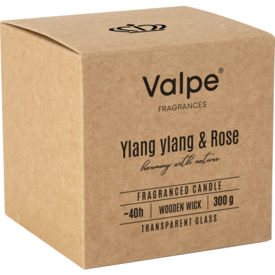 Bispol sn100-000-384 Valpe YLANG YLANG & RÓŻA świeca zapachowa w szkle z drewnianym knotem