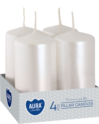 Bispol Aura sw40/80-190 Metalizowane białe świece wotywne 4x8cm - 4 sztuki