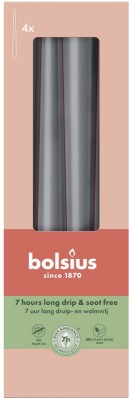 Bolsius BURZOWY SZARY świeca stołowa szpica 245/24 - 4 sztuki