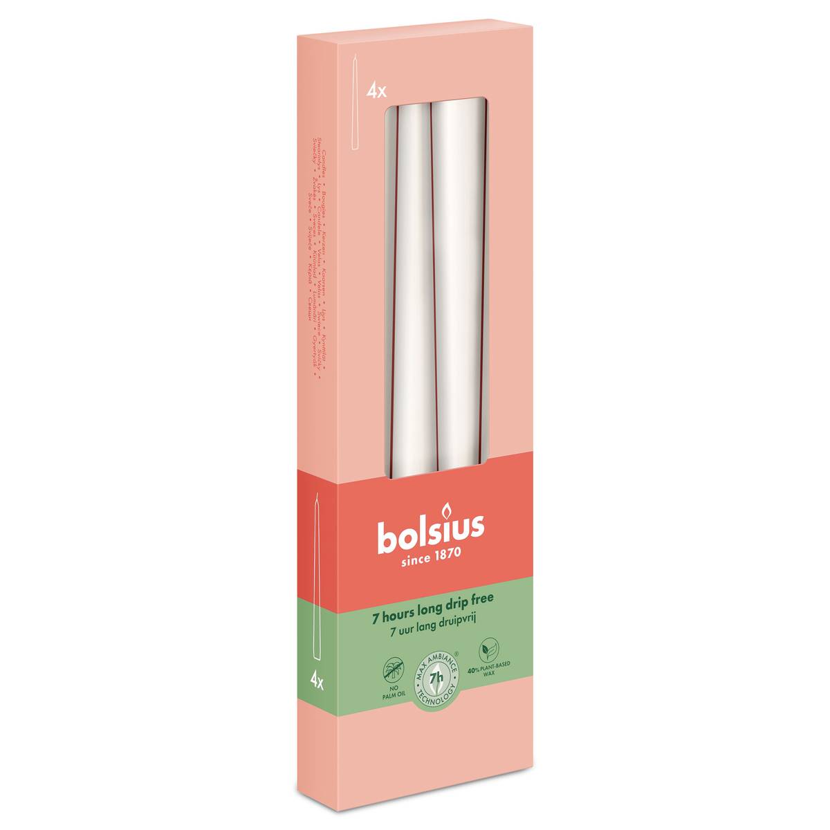 Bolsius MROŹNA BIEL świeca stołowa szpica 245/24 - 4 sztuki