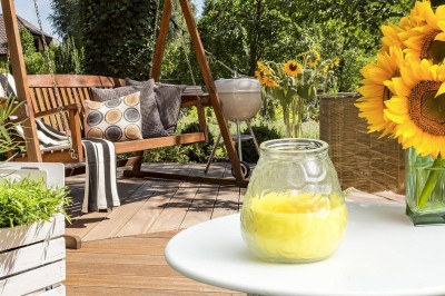 Bispol s70-86 Aura CITRONELLA zapachowa świeca ogrodowa w szkle - tacka 6 sztuk