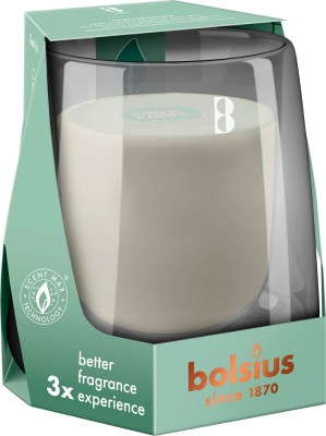 Bolsius CleanLight CYPRYS i AMBER szary świecznik z wymienną wkładką zapachową
