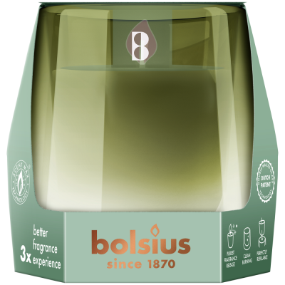 Bolsius CleanLight GARDENIA i FIGA zielony świecznik z wymienną wkładką zapachową