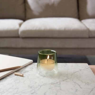Bolsius CleanLight GARDENIA i FIGA zielony świecznik z wymienną wkładką zapachową