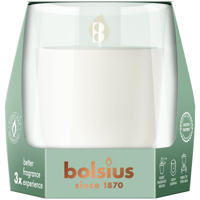 Bolsius CleanLight WANILIA i FASOLA TONKA biały świecznik z wymienną wkładką zapachową