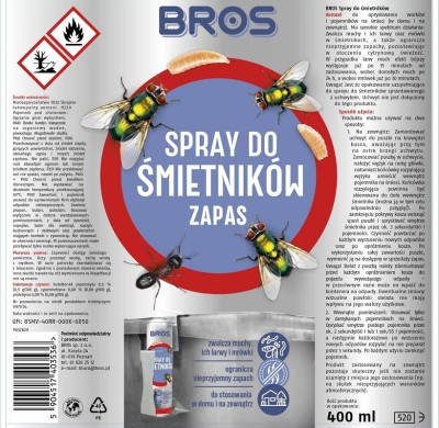 Bros spray do śmietników 400ml zapas