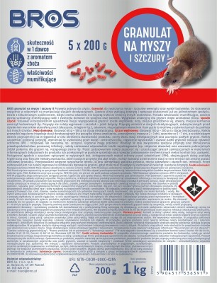 Bros trutka granulat na myszy i szczury 1kg - 5 saszetek x 200g
