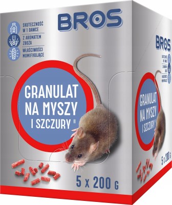 Bros trutka granulat na myszy i szczury 1kg - 5 saszetek x 200g