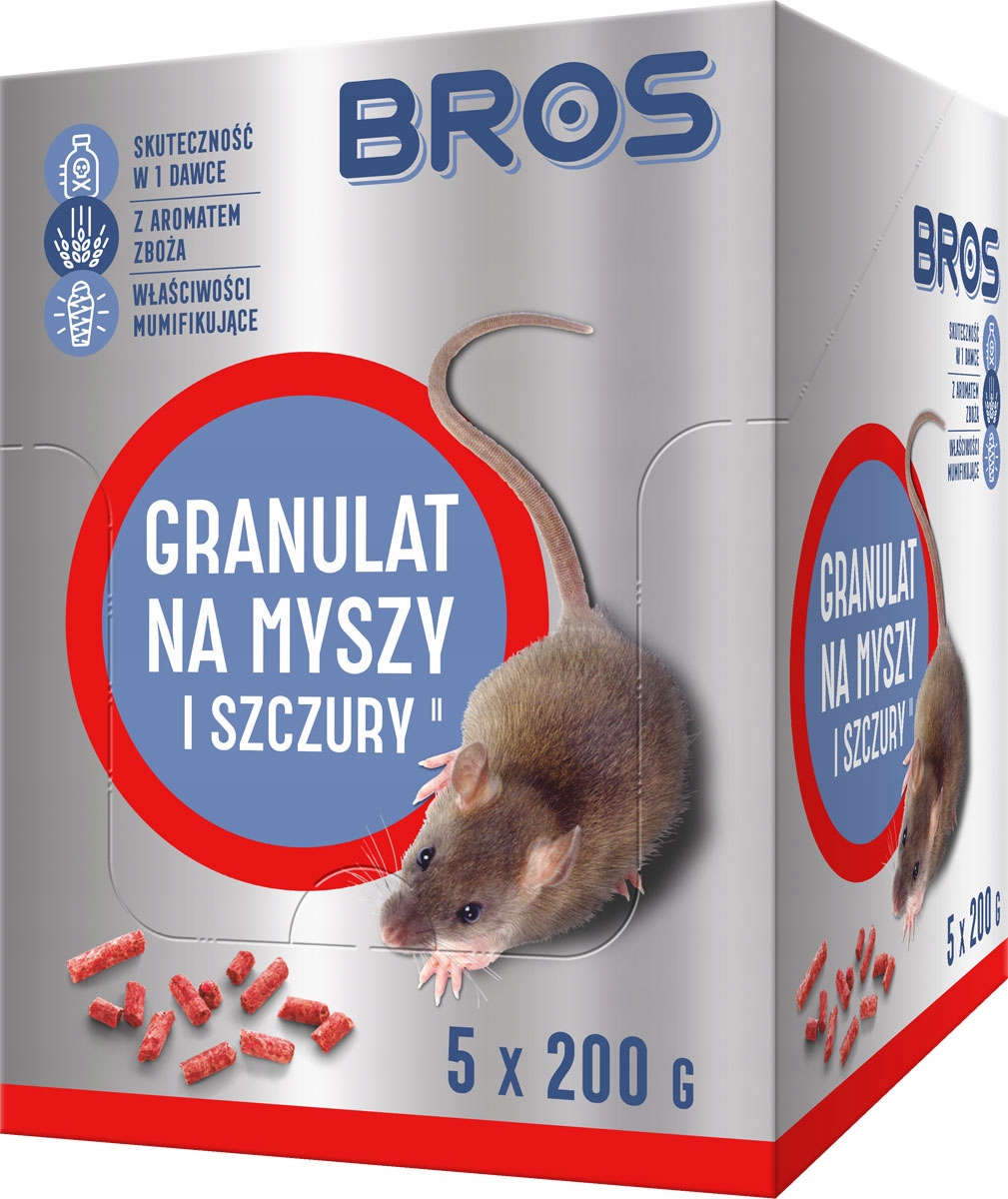 Bros trutka granulat na myszy i szczury 1kg - 5 saszetek x 200g