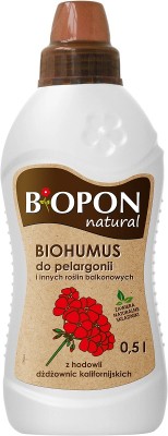 Bopon Biohumus wieloskładnikowy płynny nawóz organiczno mineralny do pelargonii i roślin balkonowych BiOPON 500ml