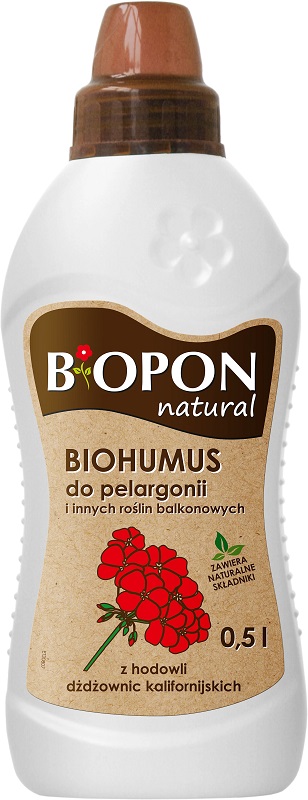 Bopon Biohumus wieloskładnikowy płynny nawóz organiczno mineralny do pelargonii i roślin balkonowych BiOPON 500ml