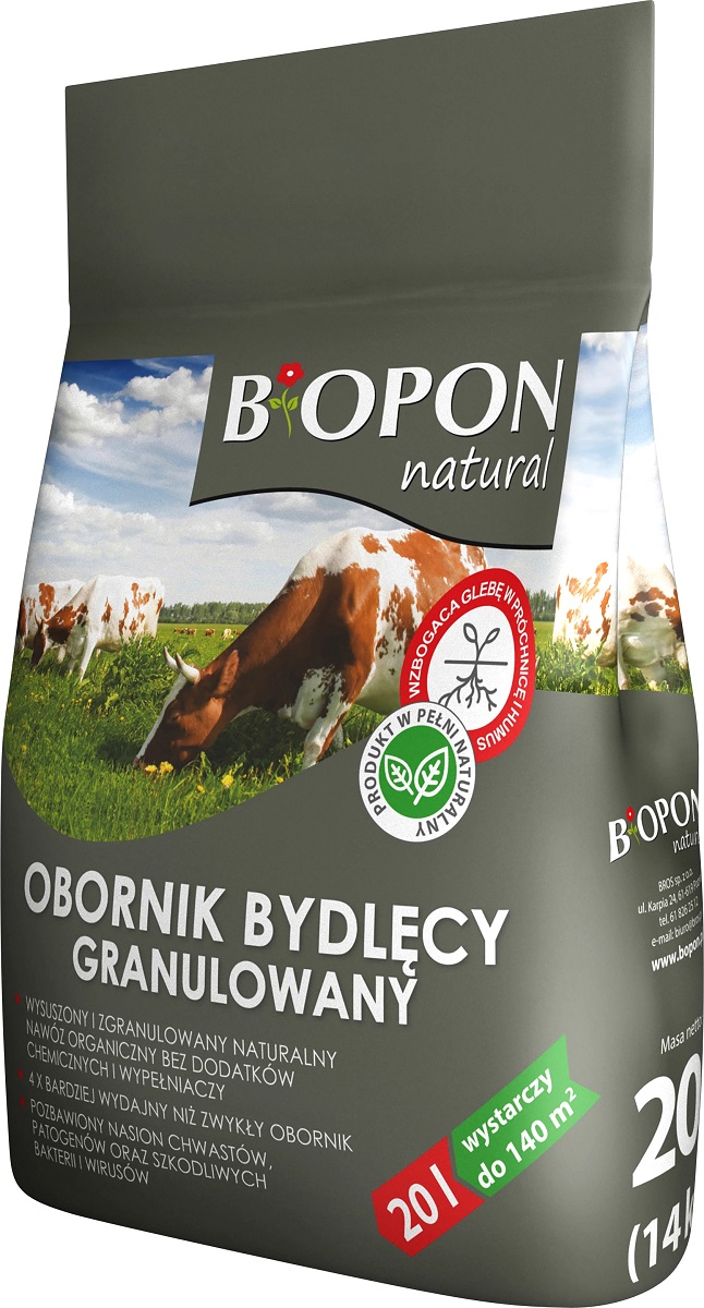 Bopon Natural Bydlęcy obornik granulowany BiOPON 20L